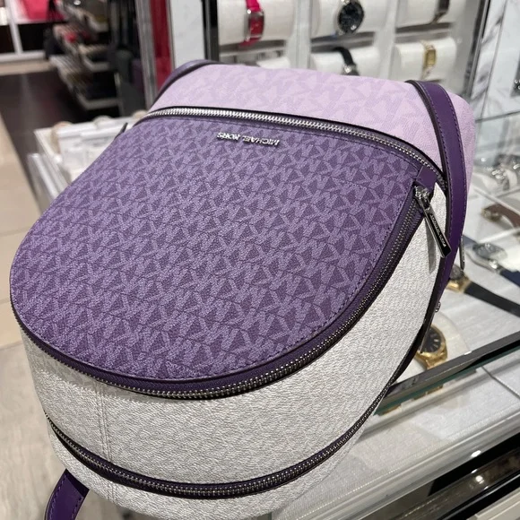 MICHAEL KORS Rhea Medium Zip Color-Block Signature Logo Backpack
Dark Purple NWT - Picture 7 of 16